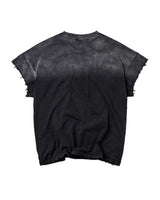 Vale Forever Tiger Hood Tank black, plain washed black back with raw-cut sleeves and hem, back view