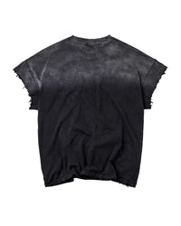 Vale Forever Tiger Hood Tank black, plain washed black back with raw-cut sleeves and hem, back view