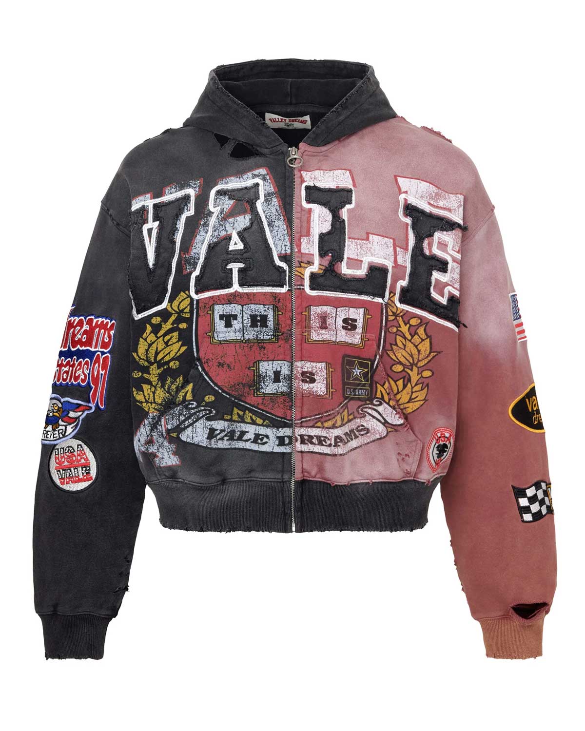 Vale Forever Two Face Zip Up Hoodie Black