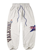 Vale Forever Uni Sweatpants grey, cotton-blend joggers with vertical Vale Forever logo, front view