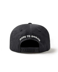 Vale Forever VSU Snapper black, back view with Born to Dream embroidery above the snapback strap