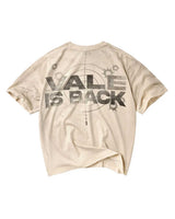 Vale Forever Vale is Back Tee cream, full-width stencilled Vale is Back crosshair graphic, back view