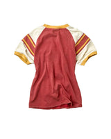 Vale Forever Valemont Femme Tee red, fitted raglan tee with striped sleeve bands, back view