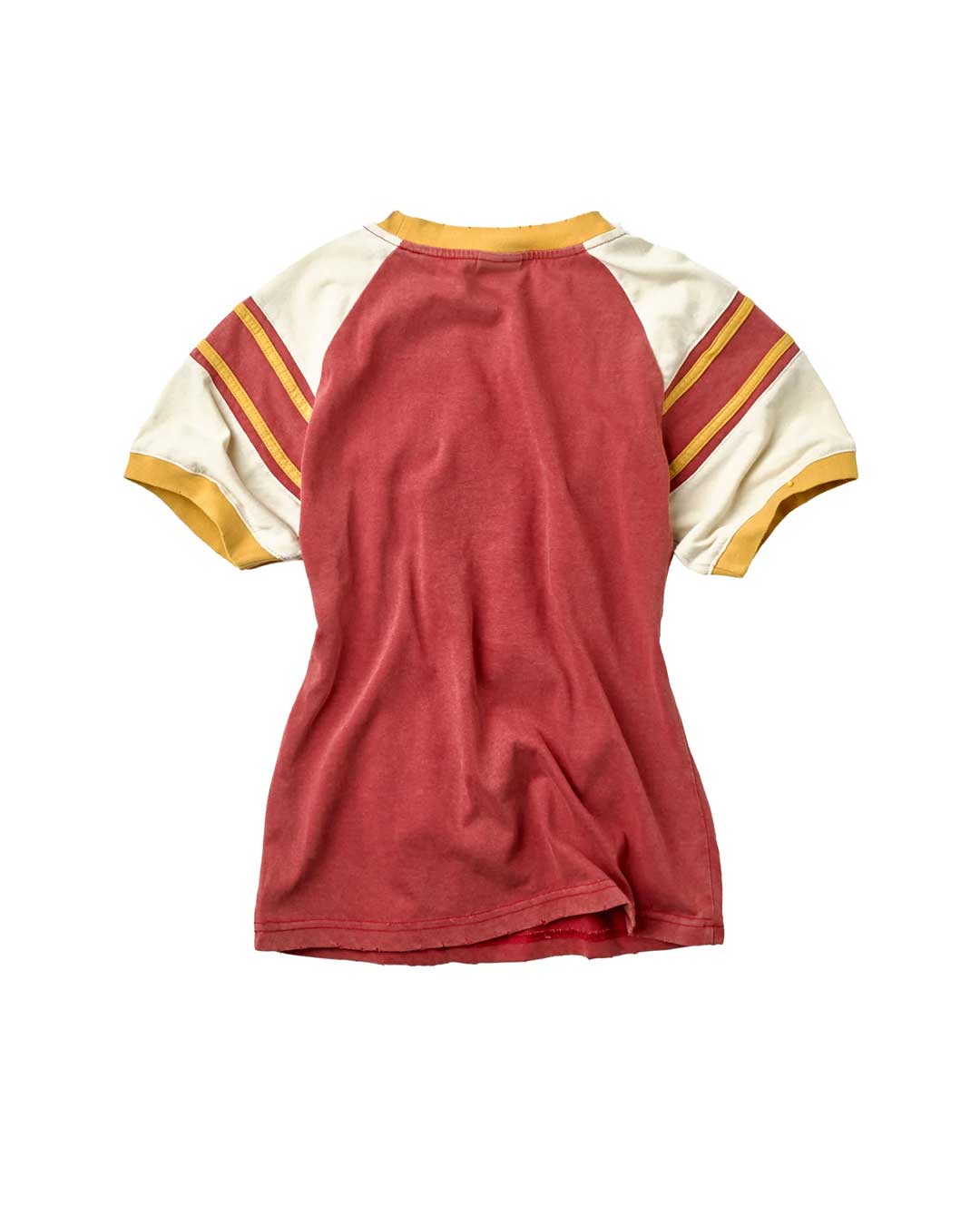 Vale Forever Valemont Femme Tee red, fitted raglan tee with striped sleeve bands, back view