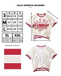 Vale Forever Valemont Ringer Tee white, size chart with measurements