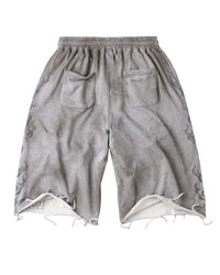 Vale Forever Valemore 3/4 Shorts grey, back view showing the two patch pockets and thrashed raw hem