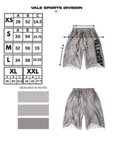 Vale Forever Valemore 3/4 Shorts grey, Vale Sports Division size chart in inches for XS through XXL