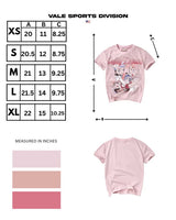 Vale Forever Valemore Femme Tee pink, size chart with measurements in inches