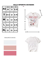 Vale Forever Valemore Femme Tee white, size chart with measurements in inches