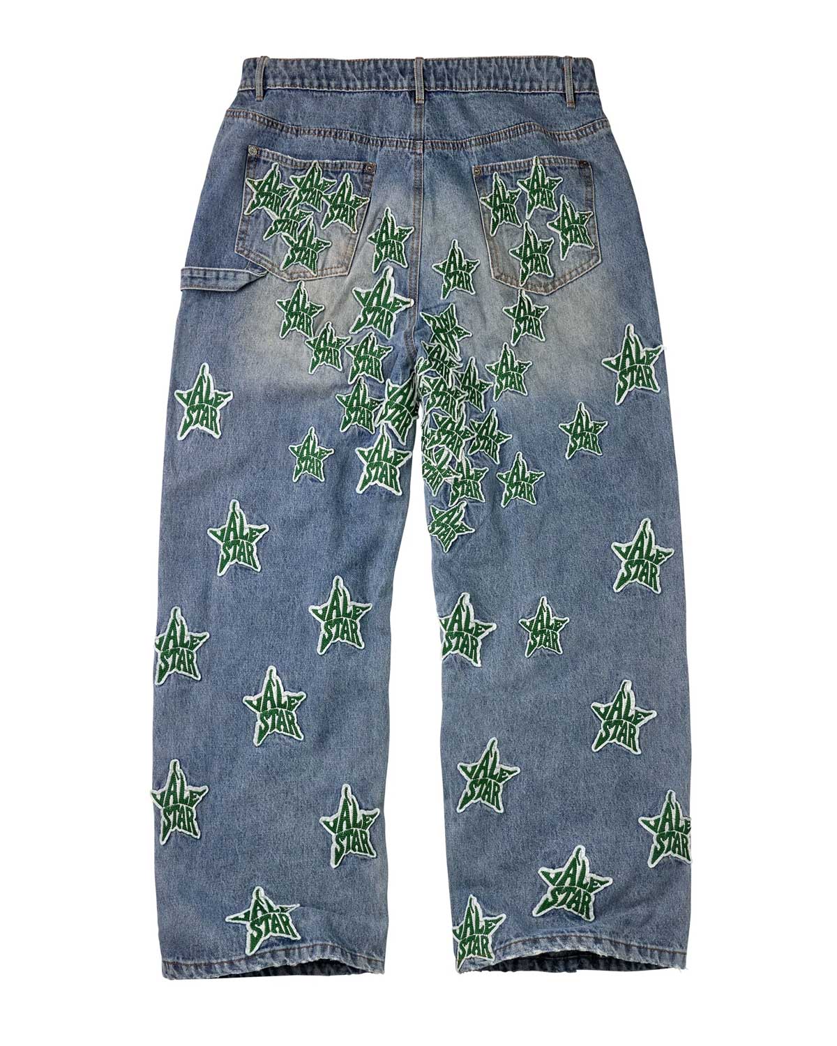 Vale Forever Valestar Denim Jeans blue, back view with star patches across the seat and legs