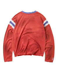 Vale Forever Vintage Jersey L/S red, back view with striped sleeve bands and blue collar