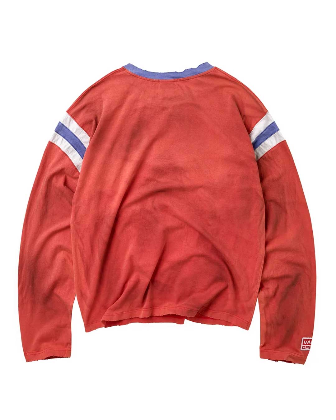 Vale Forever Vintage Jersey L/S red, back view with striped sleeve bands and blue collar