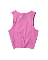 Vale Forever Women’s Valley Bling Tank bubblegum pink, back view with a rhinestone script across the upper back