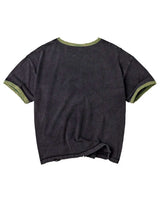 Vale Forever X-Ray Tee black, plain back view with olive ringer collar and sleeve trim