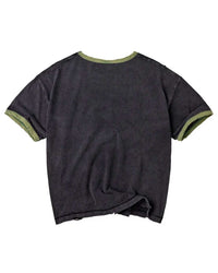 Vale Forever X-Ray Tee black, plain back view with olive ringer collar and sleeve trim