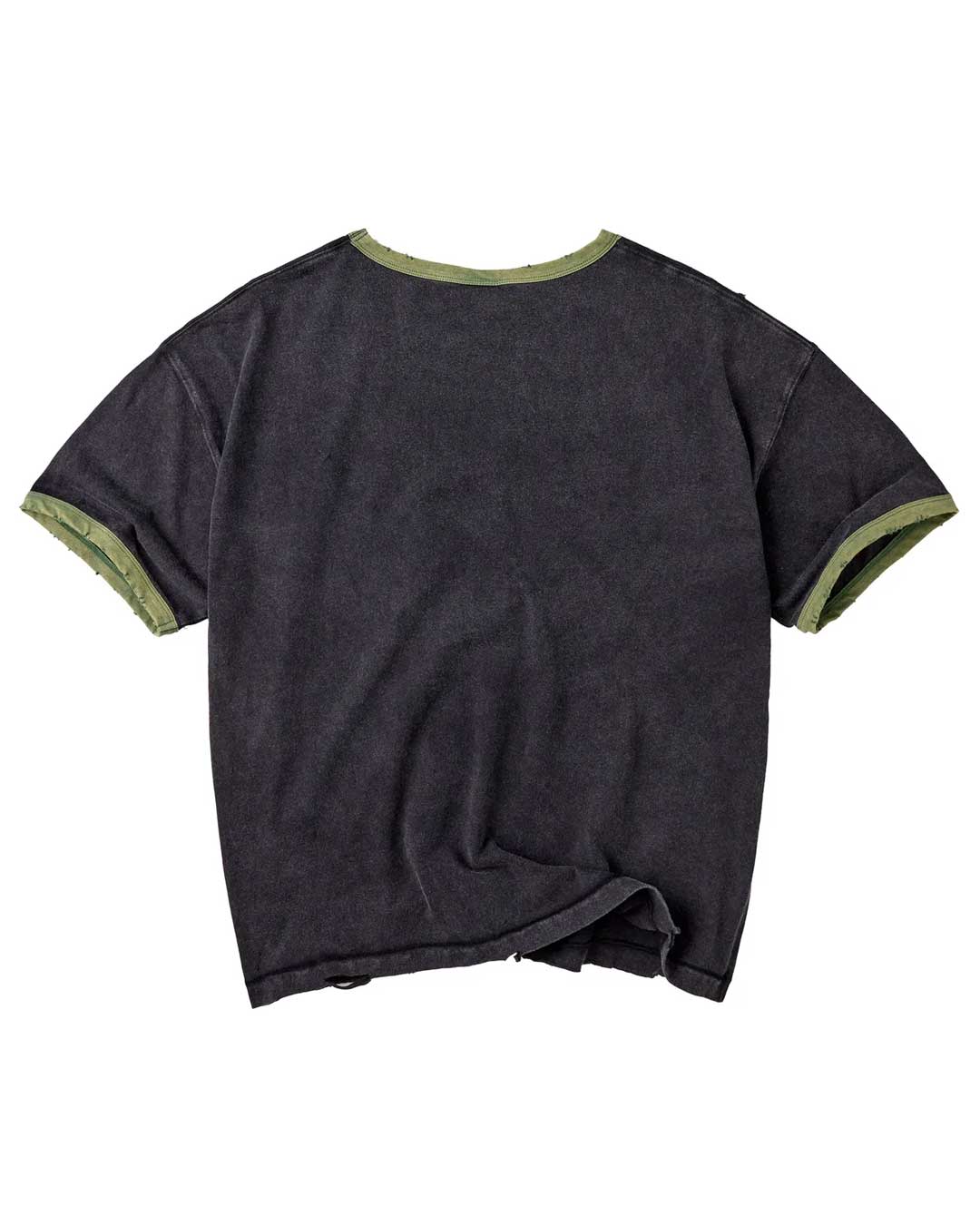 Vale Forever X-Ray Tee black, plain back view with olive ringer collar and sleeve trim