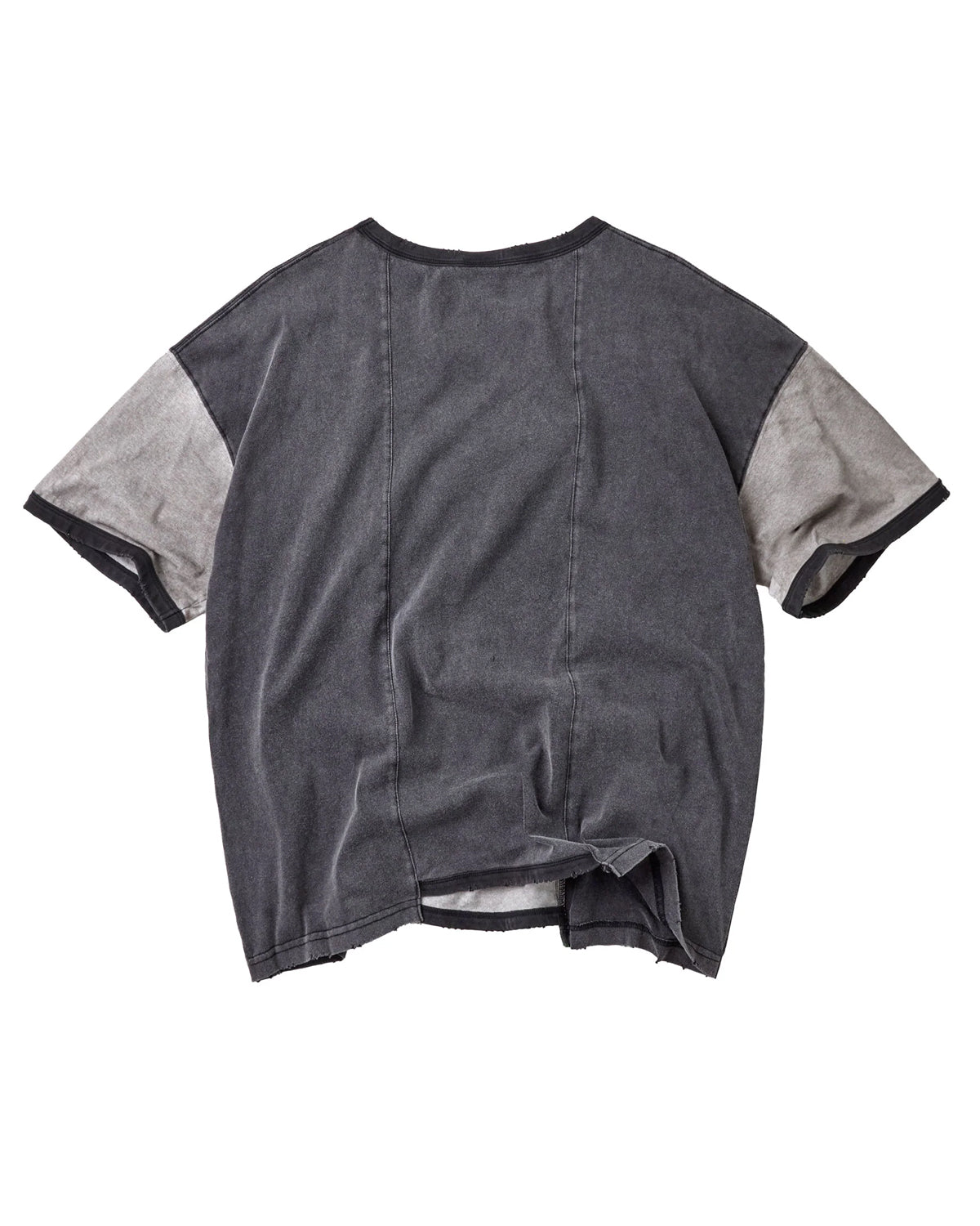 Vale Forever Zombie Tee black and grey, back view with grey sleeves and frayed hem