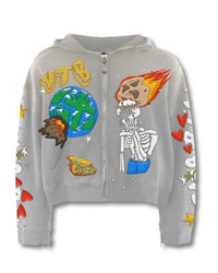 Vertabrae Cosmic Zip Up Hoodie Grey