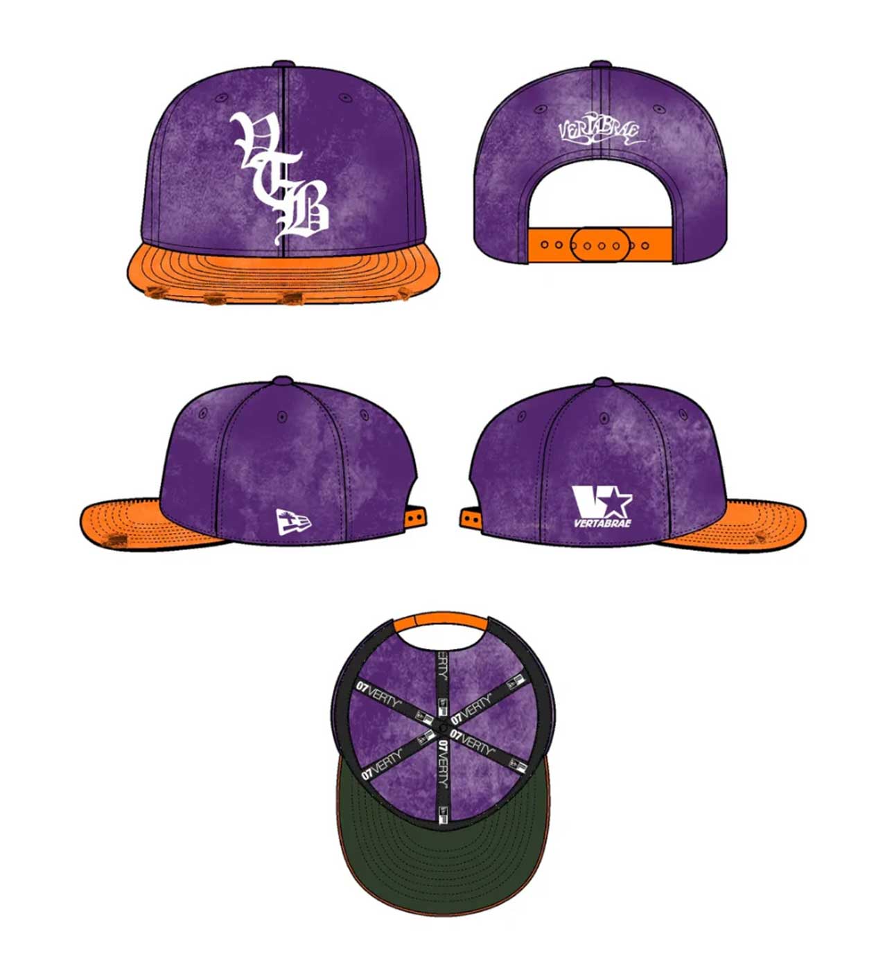 Vertabrae Distressed Hat Purple/Orange (Snapback)