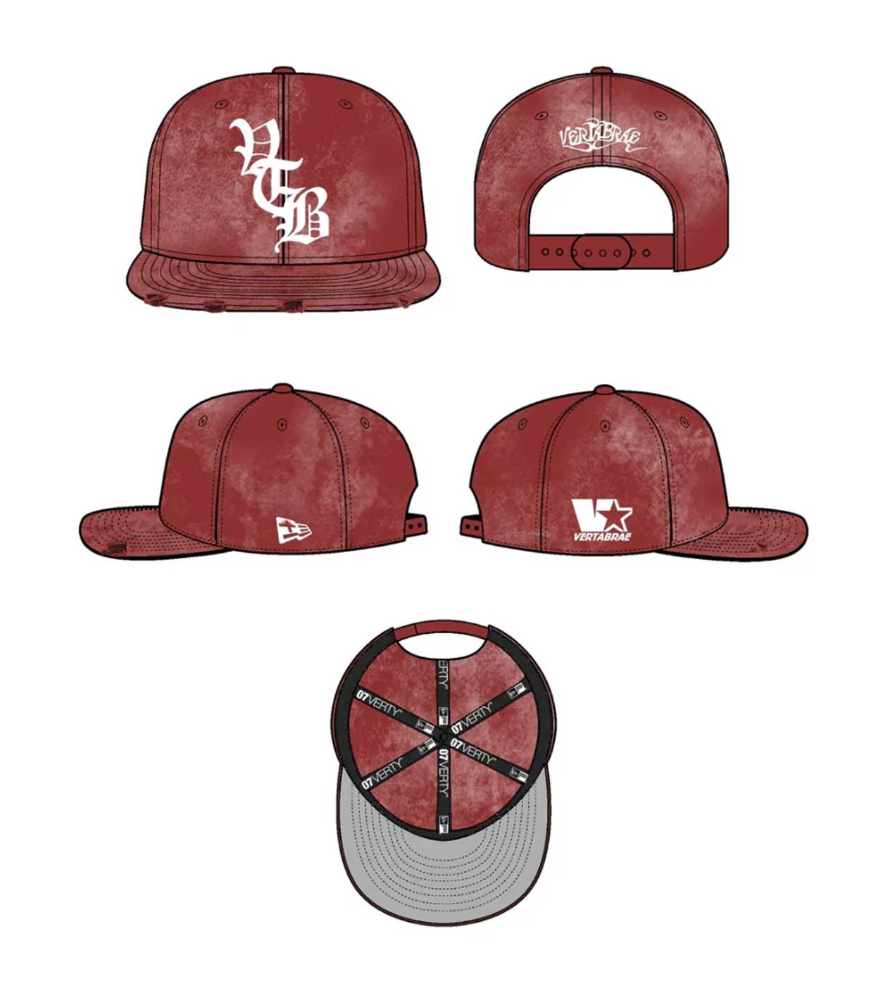 Vertabrae Red Distressed Hat (Snapback)