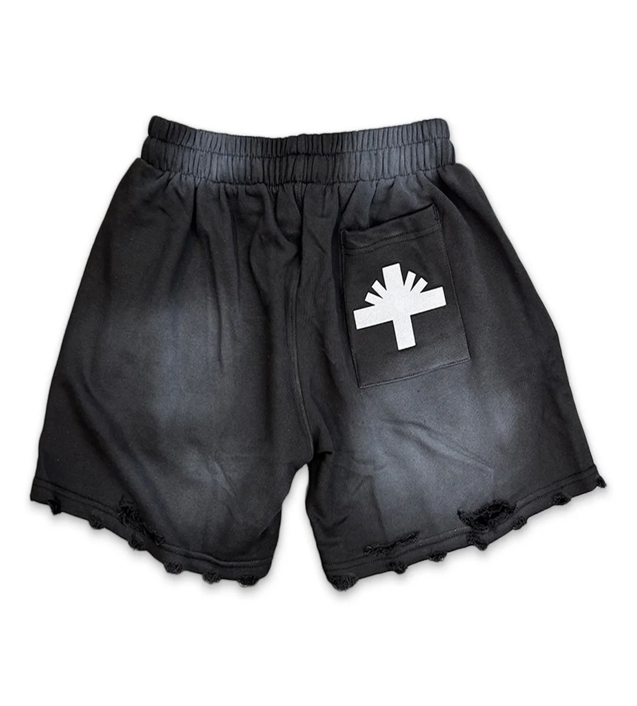 Vertabrae Vonster Cross Distressed Shorts Black – Restock AR