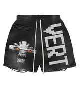 Vertabrae Vonster Cross Distressed Shorts Black