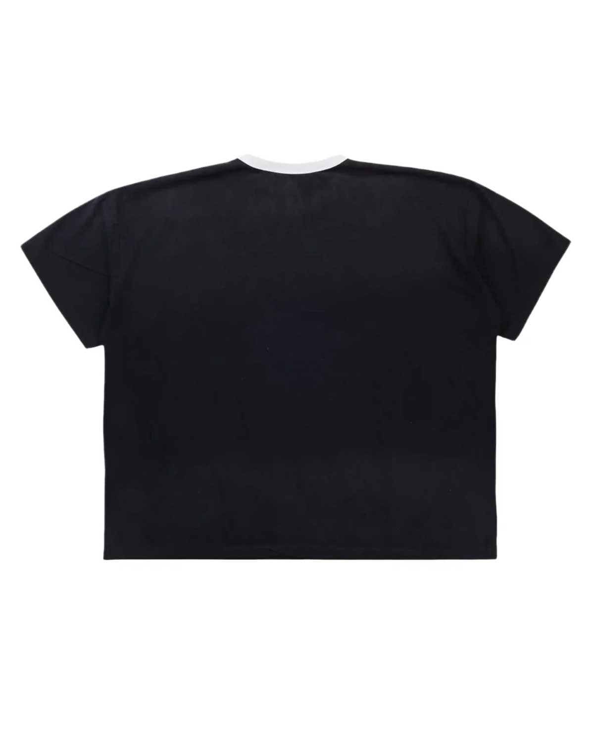 Vertabrae Vross Pain Tee Black, plain black back with a white ringer collar, back view