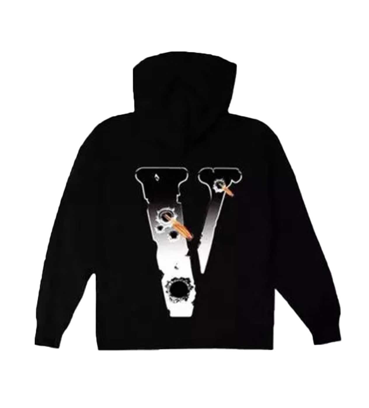 Vlone Pop Smoke Hawk Em Hoodie Black Back View