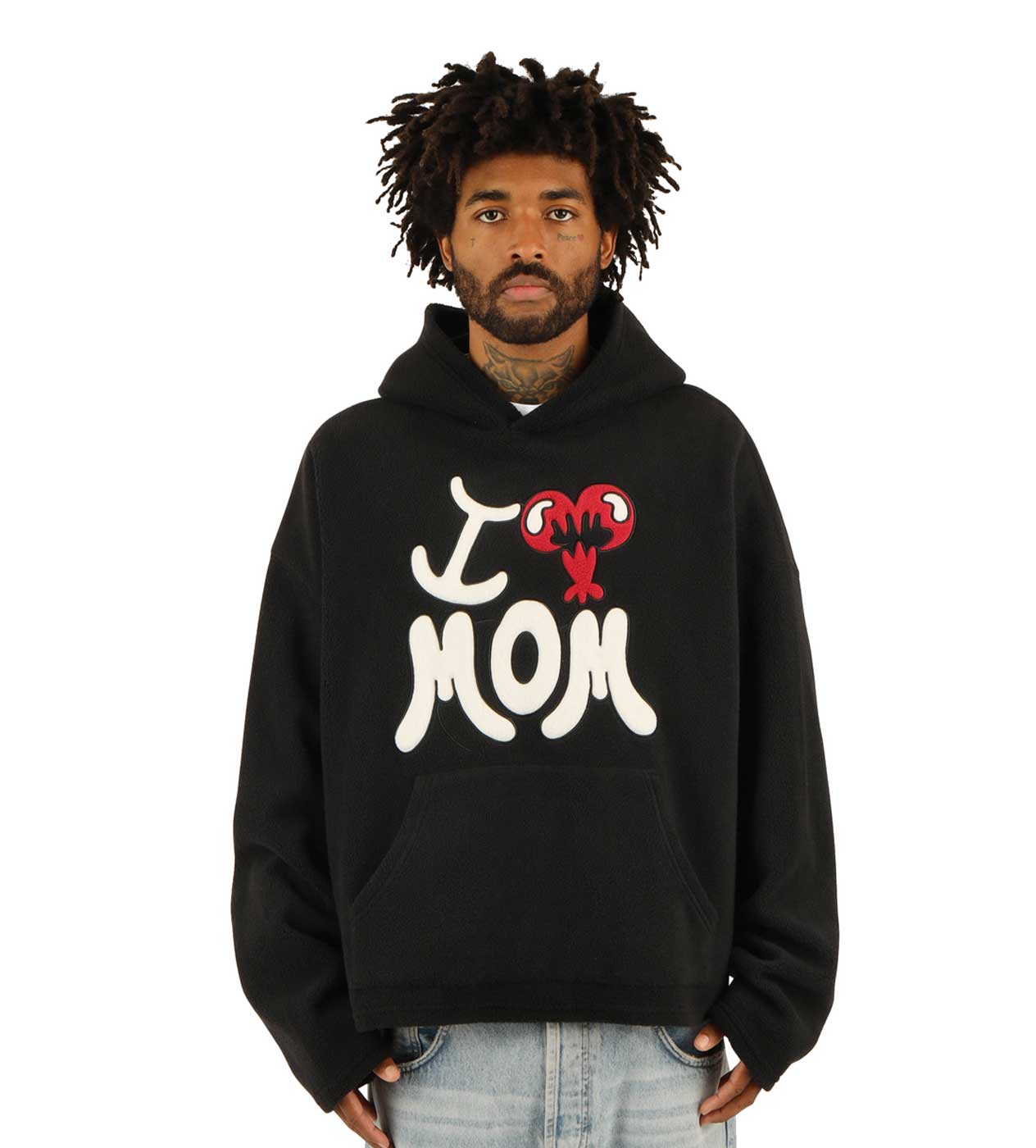 WNTD I Love Mom Fleece Hoodie Black