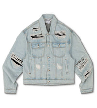WNTD Distressed Double Denim Jacket Blue