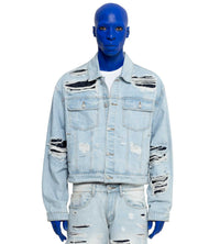 WNTD Distressed Double Denim Jacket Blue