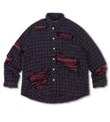 WNTD Distressed Double Layer Flannel Blue