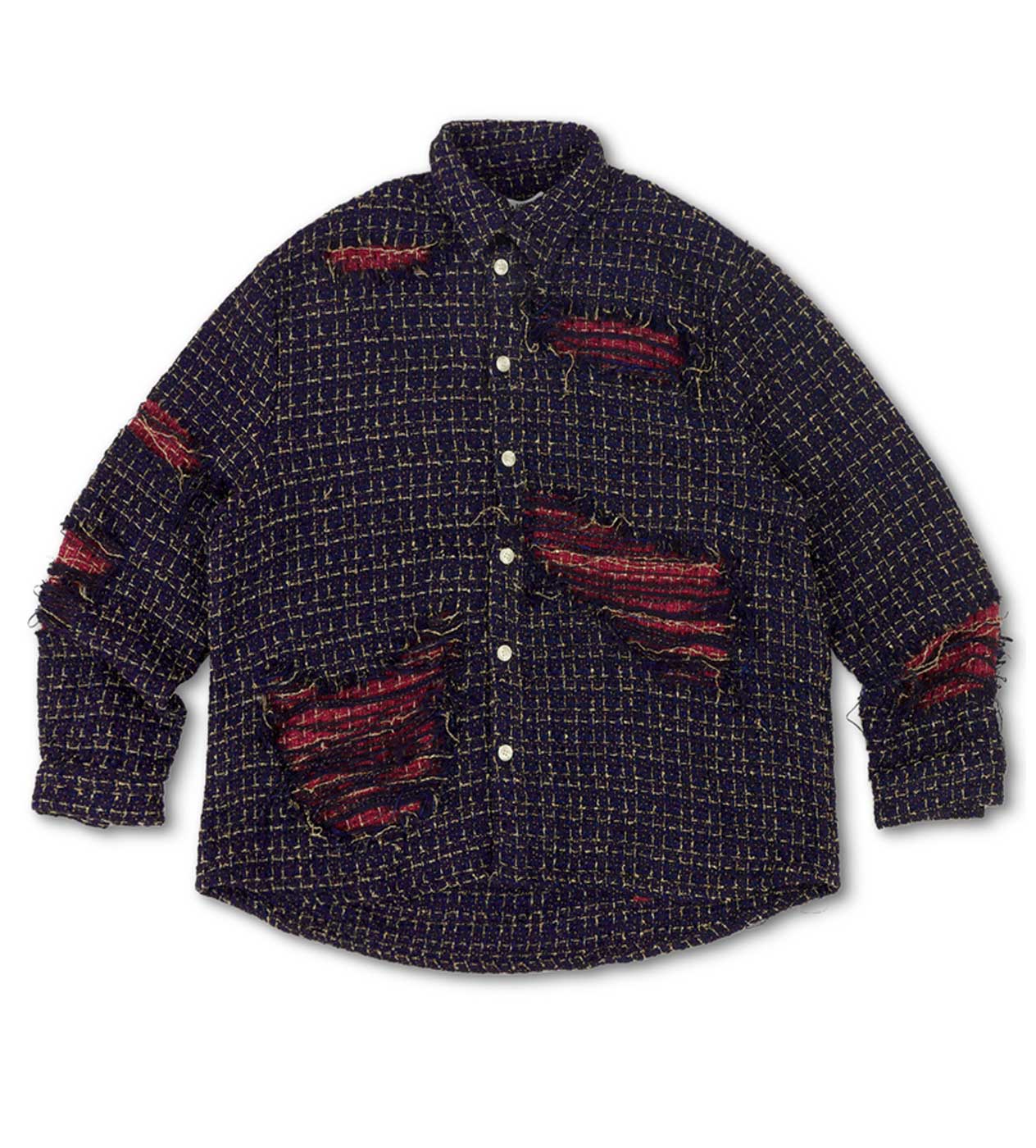 WNTD Distressed Double Layer Flannel Blue