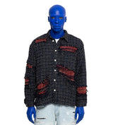 WNTD Distressed Double Layer Flannel Blue