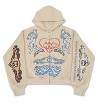 WNTD Sketch Zip Up Hoodie Cream
