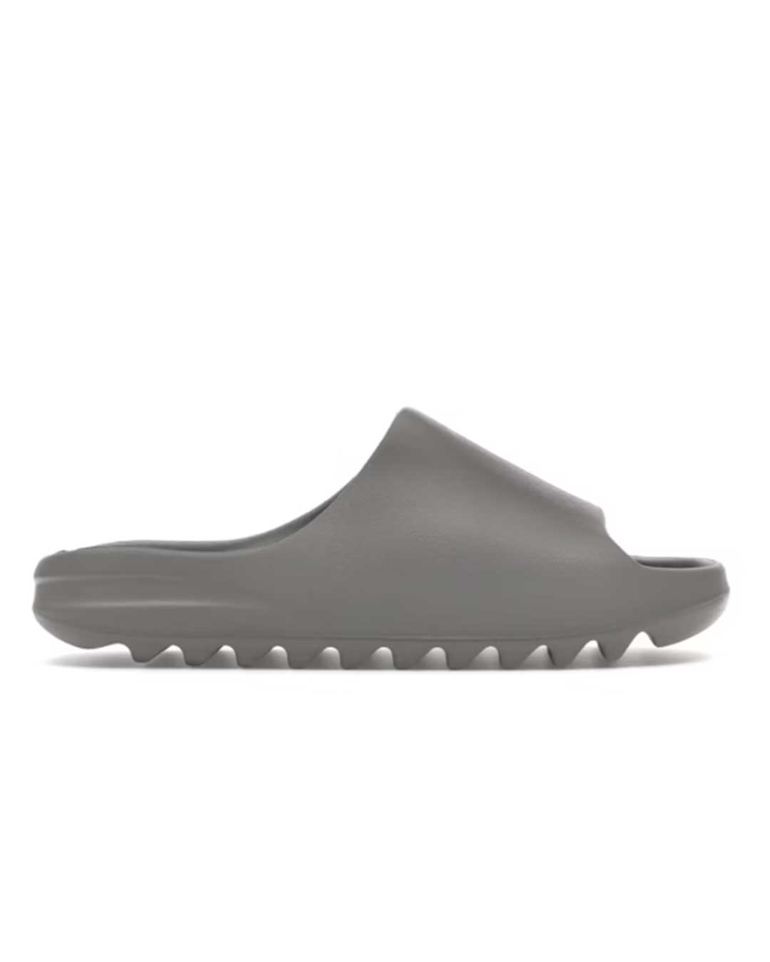 Yeezy YS-01 Slides grey, one-piece foam slide with ridged outsole, side view