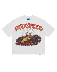 Godspeed F1 Dreams Tee NG white, T-shirt with Formula 1 victory graphic, front view