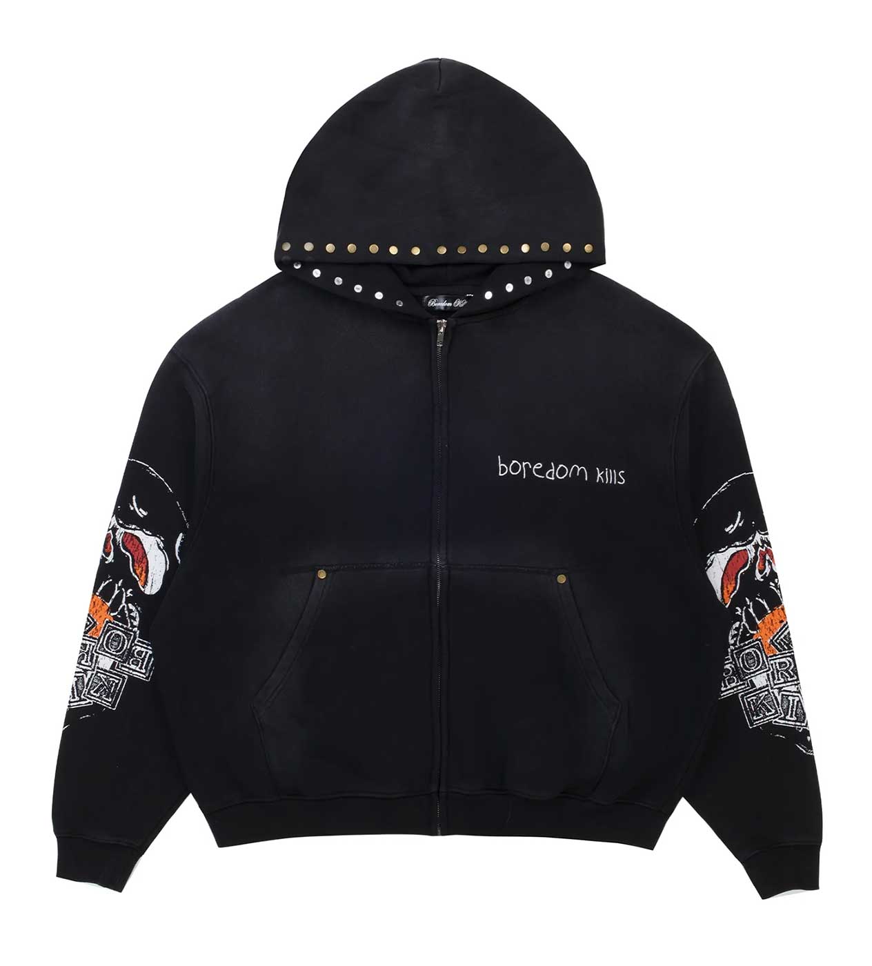 Boredom Kills BK Skull Hoodie Black