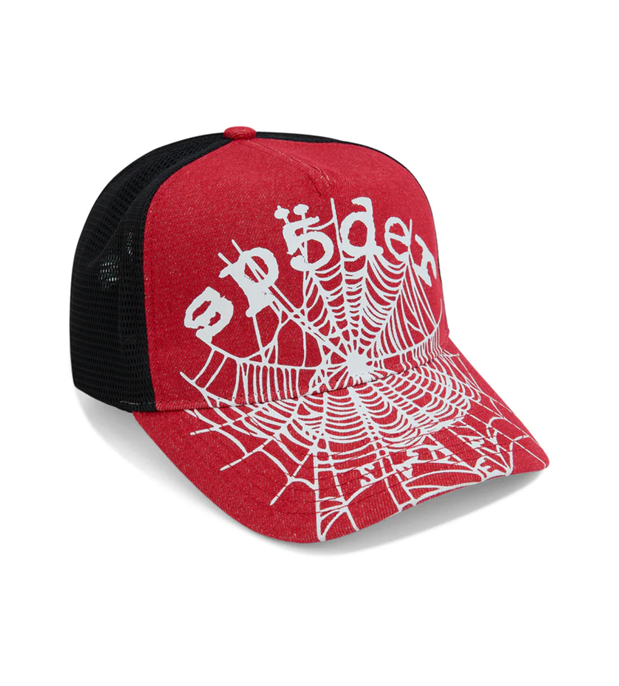 Sp5der Red Denim V2 Trucker Hat Red (Snapback)