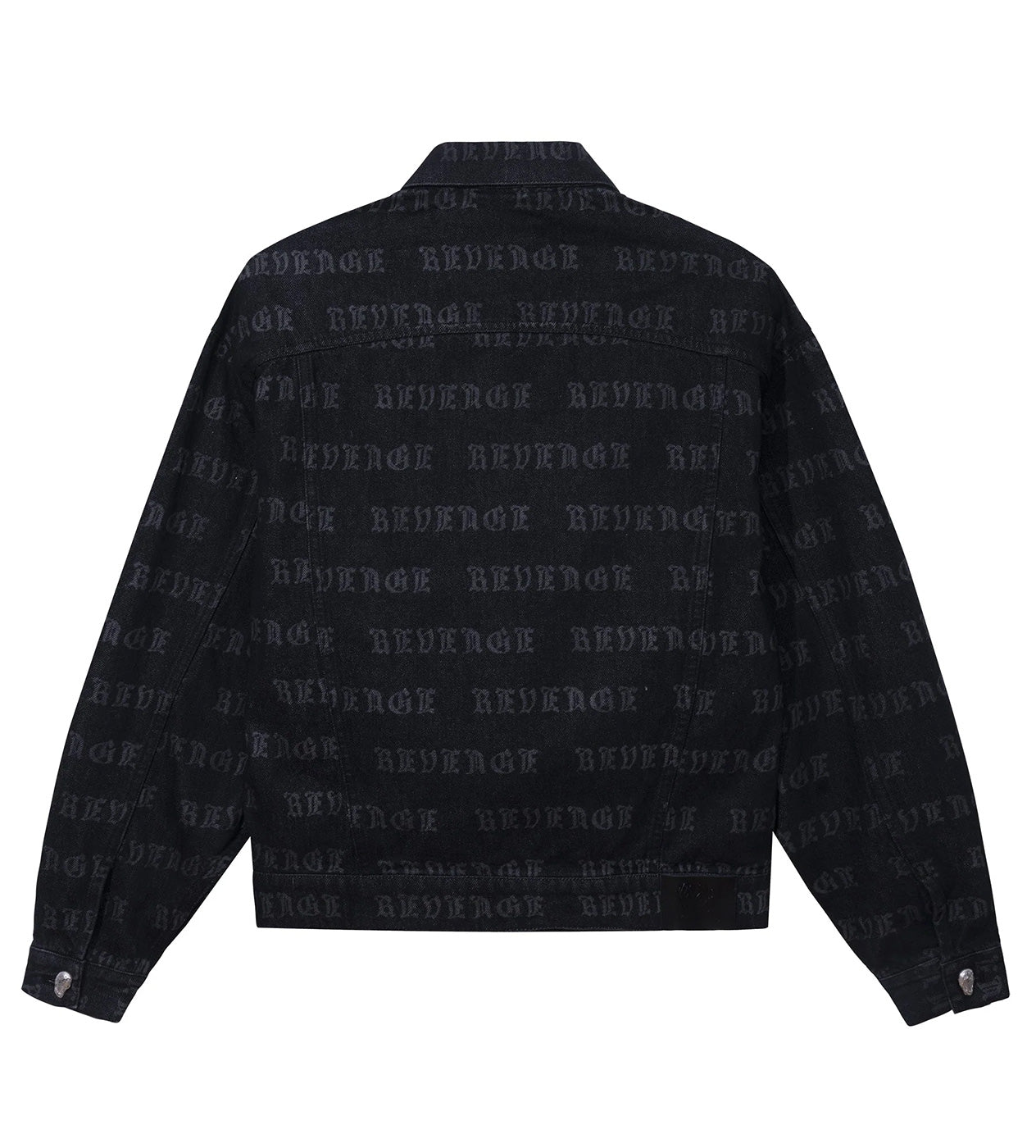 Revenge All Over Logo Denim Jacket Black back view