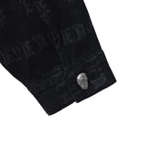 Revenge All Over Logo Denim Jacket Black detailed sleeve view