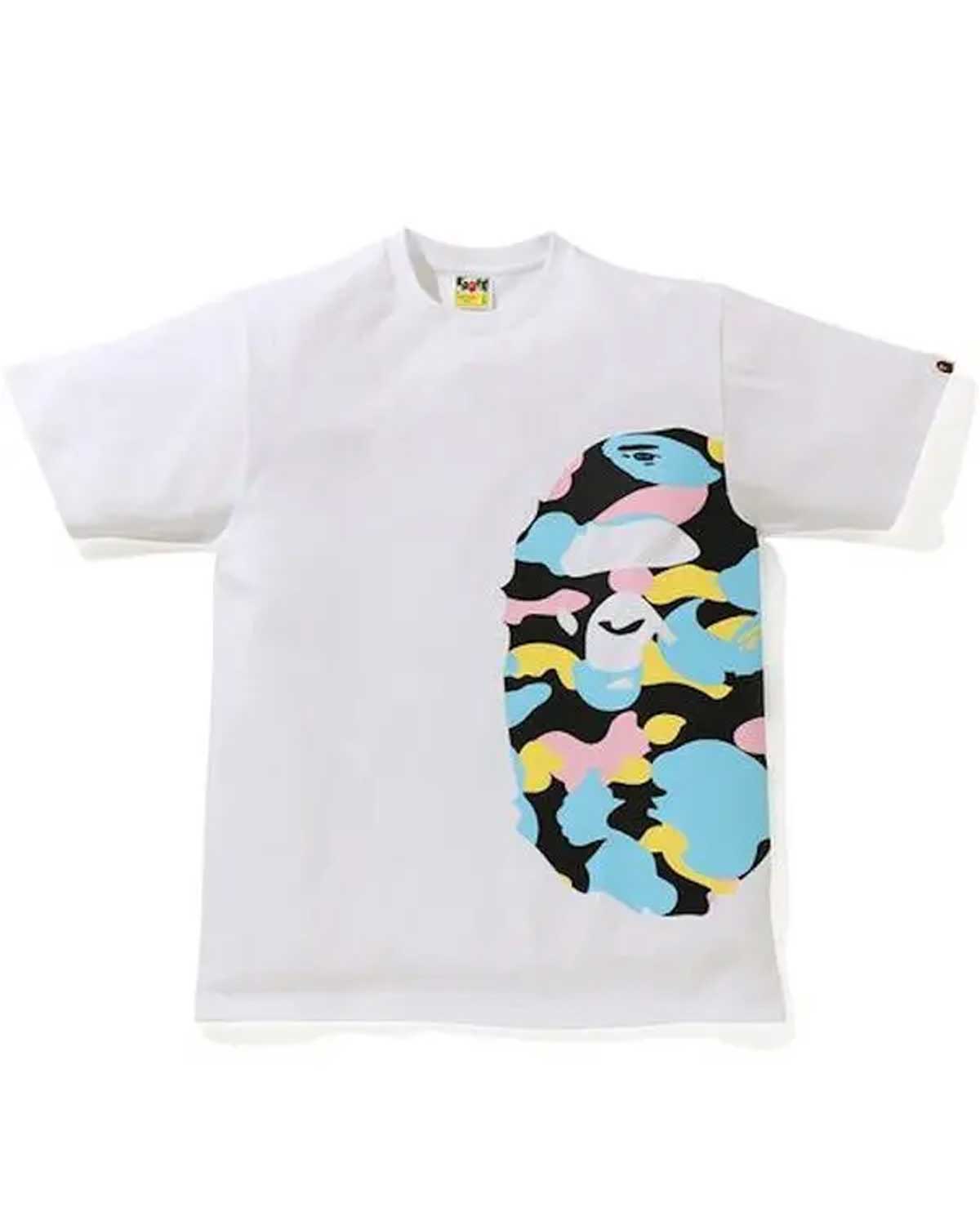 Bape New Multi Camo Side Big Ape Head Tee White