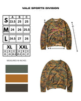 Vale Forever Boy Scout Thermal L/S Tee camo, size chart with front and back measurements